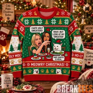 Cat Meme Funny Christmas 2026 Ugly Sweater