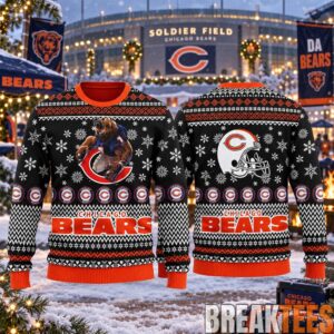 Chicago Bears Winter Wonderland Mascot Helmet Ugly Sweater 2026
