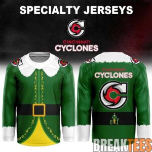 Cincinnati Cyclones Merch Elf Matinee 2026 Green Specialty Hockey Jersey