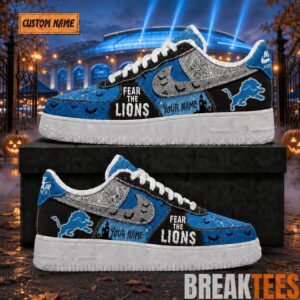 Detroit Lions Fear The Lions Halloween Custom AF1 Sneakers