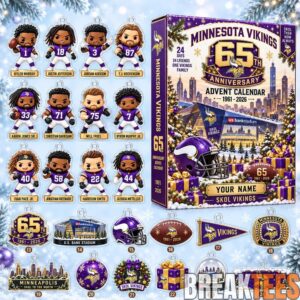 Minnesota Vikings 65th Anniversary Custom Name Advent Calendar 2026 For Football Fans