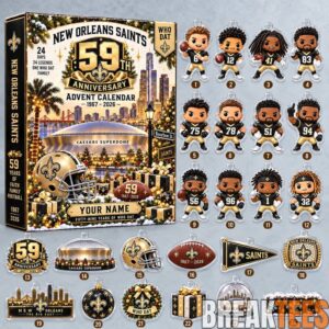 New Orleans Saints 59th Anniversary Custom Name Advent Calendar 2026 – 24 Collectible Charms