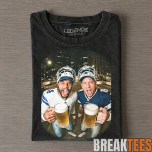 Dallas Cowboys Dak Prescott & Troy Aikman DJing & Drinking Tee 2