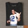 Dallas Cowboys Tom Landry & Roger Staubach Drinking & Middle Finger Tee
