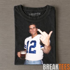Dallas Cowboys Roger Staubach Drinking & Middle Finger Tee