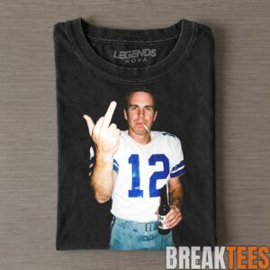 Dallas Cowboys Roger Staubach Drinking & Middle Finger Tee 1
