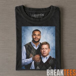 Dallas Cowboys Dak Prescott & Troy Aikman Step Brothers Portrait Tee