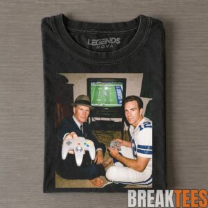 Dallas Cowboys Tom Landry & Roger Staubach Playing Video Games & Drinking Tee