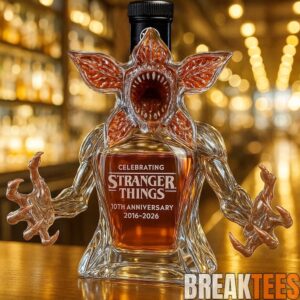 Demogorgon Celebrating Stranger Things 10th Anniversary Whiskey Bottle 1