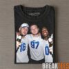 Detroit Lions Barry Sanders & Calvin Johnson Drinking & Middle Finger Tee