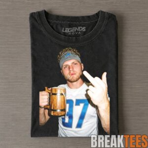 Detroit Lions Aidan Hutchinson Drinking & Middle Finger Tee 1