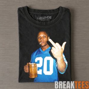 Detroit Lions Barry Sanders & Calvin Johnson Drinking & Middle Finger Tee 2