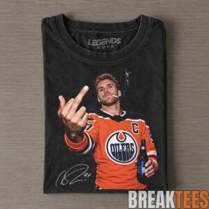 Edmonton Oilers Connor McDavid Smoking & Middle Finger Tee