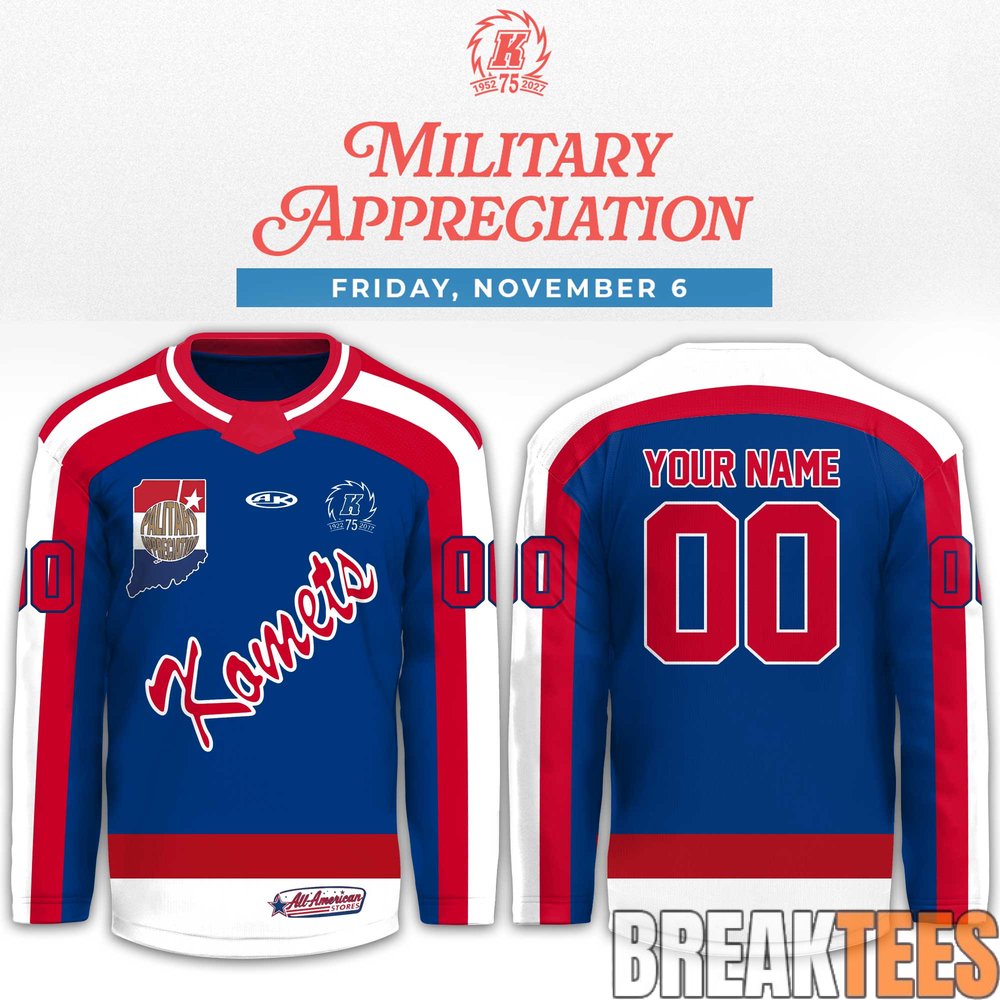 Fort Wayne Komets 2026 Military Appreciation Throwback Hockey Jersey Fort Wayne Komets 2026 Military Appreciation Throwback Hockey Jersey
