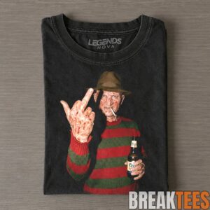 Freddy Krueger Vintage Horror Movie Graphic Middle Finger Tee