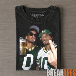 Green Bay Packers Donald Driver & Jordan Love Drinking & Middle Finger Tee