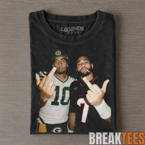 Green Bay Packers Jordan Love & Philadelphia Eagles Jalen Hurts Middle Finger Tee