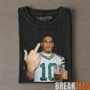 Green Bay Packers Jordan Love Drinking & Middle Finger Tee