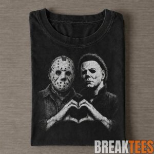 Halloween Jason Voorhees & Michael Myers Heart Vintage Tee