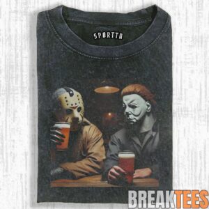 Halloween Jason Voorhees & Michael Myers Heart Vintage Tee 1