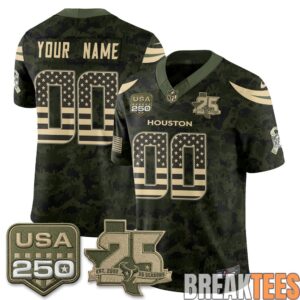 Houston Texans 2026 Salute to Service Edition Custom Football Jersey - Stitched 1