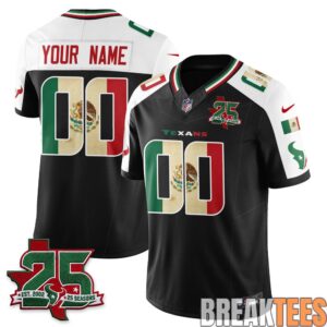 Houston Texans 25 Seasons Mexico Style Custom Football Jersey - Stitched 2 Houston Texans 25 Seasons Mexico Style Custom Football Jersey - Stitched 2