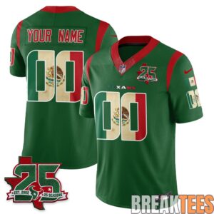 Houston Texans 25 Seasons Mexico Style Custom Football Jersey - Stitched 3 Houston Texans 25 Seasons Mexico Style Custom Football Jersey - Stitched 3