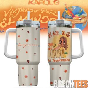 Karol G “NO ME ARREPIENTO DE SENTIR TANTO” 40oz Tumbler with Handle
