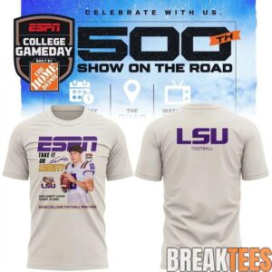 LSU Tigers Sam Leavitt ESPN College GameDay 500th Show T-Shirt