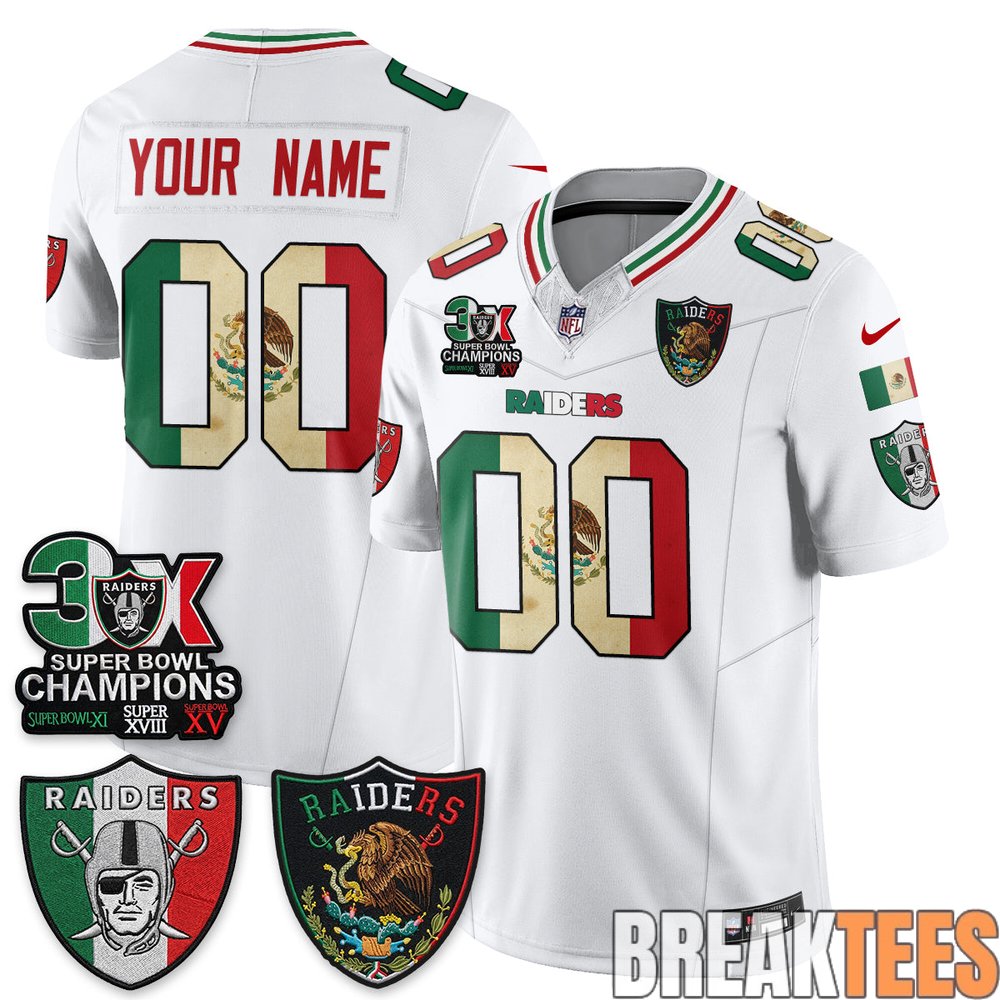 Las Vegas Raiders 3X Champs Mexico Football Jersey – Stitched Las Vegas Raiders 3X Champs Mexico Football Jersey – Stitched