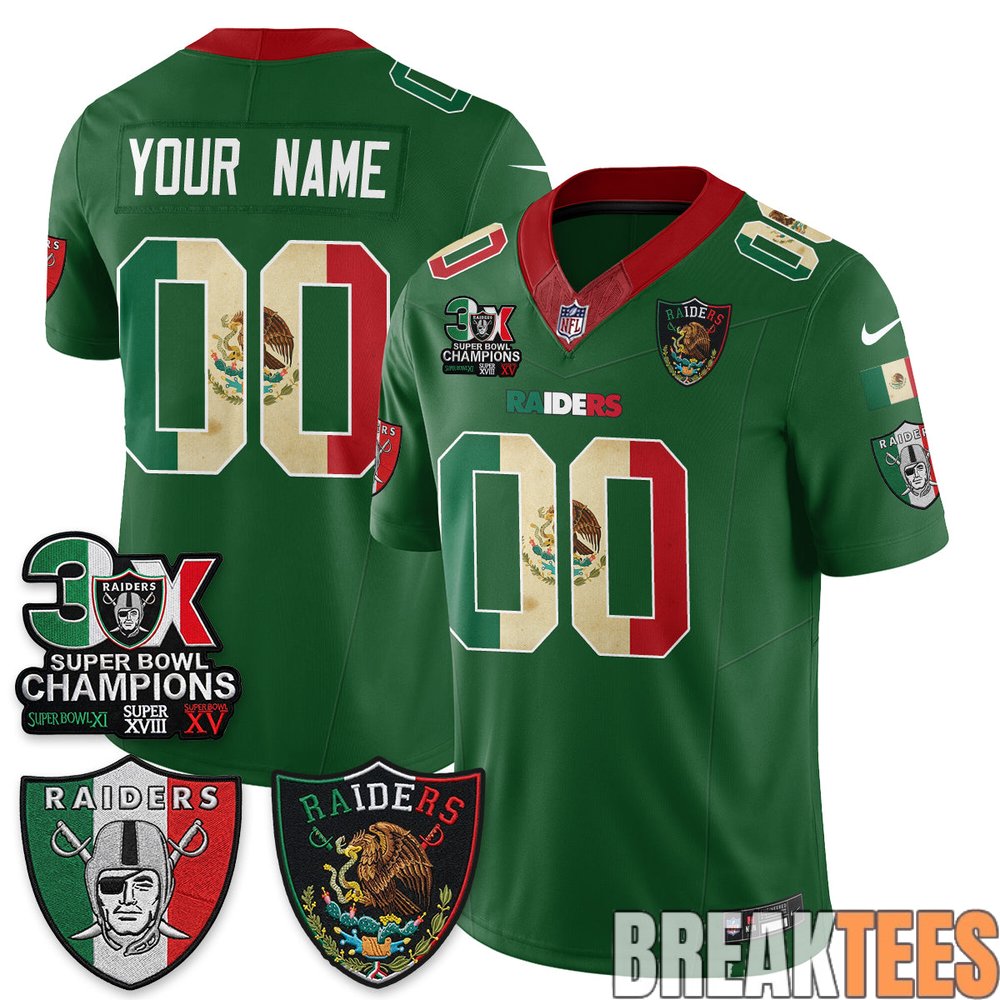 Las Vegas Raiders 3X Champs Mexico Football Jersey – Stitched Las Vegas Raiders 3X Champs Mexico Football Jersey – Stitched