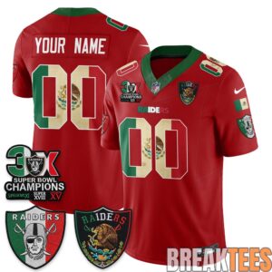 Las Vegas Raiders 3X Champs Mexico Football Jersey - Stitched 3 Las Vegas Raiders 3X Champs Mexico Football Jersey - Stitched 3