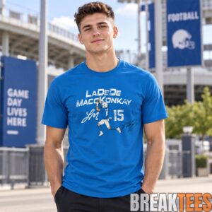 Los Angeles Chargers 2026 Ladd McConkey #15 Signature Graphic T-Shirt 3 Los Angeles Chargers 2026 Ladd McConkey #15 Signature Graphic T-Shirt 3