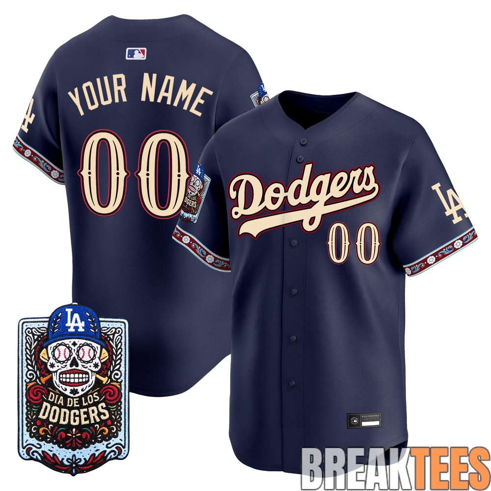 Los Angeles Dodgers Día de los Muertos Vapor Premier Limited Custom Jersey – Stitched Los Angeles Dodgers Día de los Muertos Vapor Premier Limited Custom Jersey – Stitched