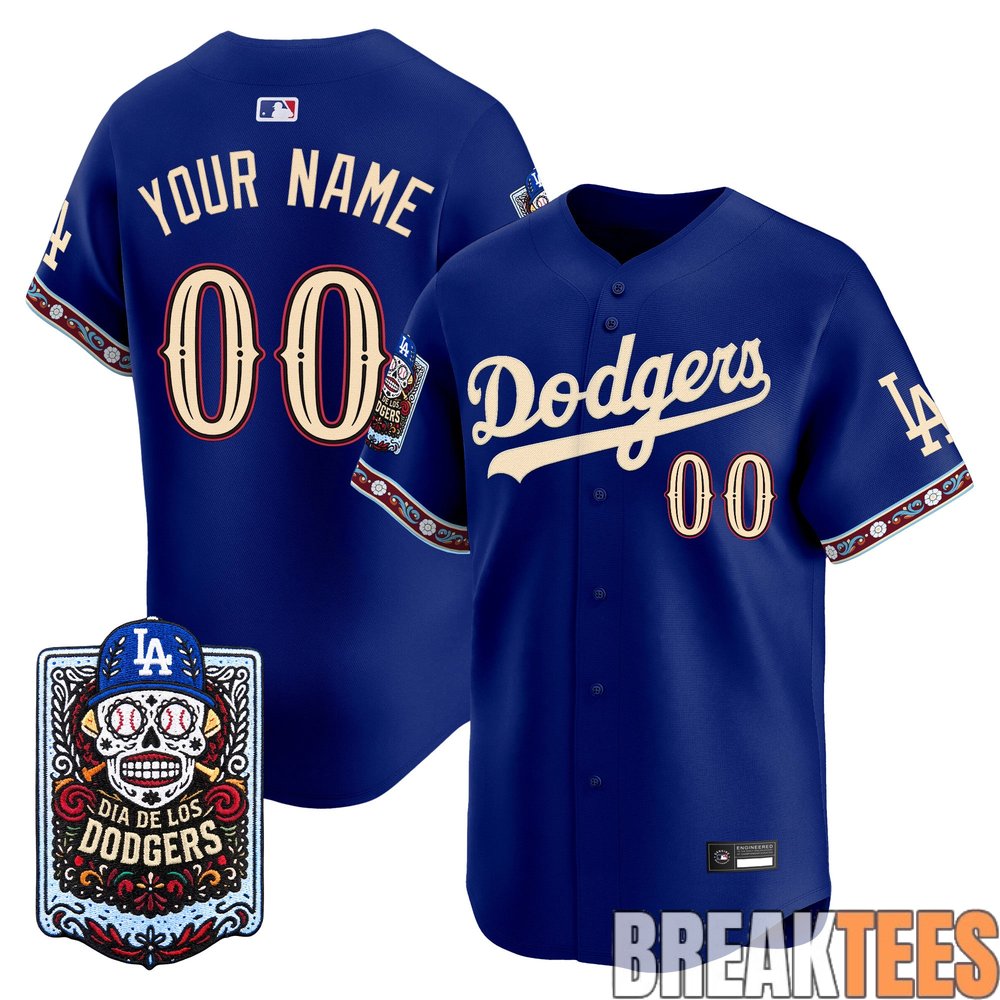Los Angeles Dodgers Día de los Muertos Vapor Premier Limited Custom Jersey – Stitched Los Angeles Dodgers Día de los Muertos Vapor Premier Limited Custom Jersey – Stitched