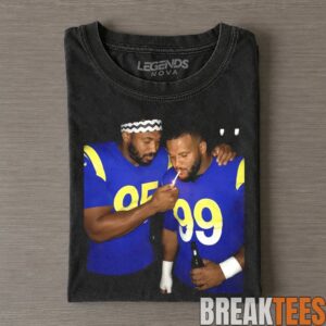 Los Angeles Rams Myles Garrett & Aaron Donald Smoking & Drinking Tee 1 Los Angeles Rams Myles Garrett & Aaron Donald Smoking & Drinking Tee 1