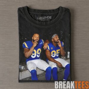 Los Angeles Rams Myles Garrett & Aaron Donald Smoking & Drinking Tee 3 Los Angeles Rams Myles Garrett & Aaron Donald Smoking & Drinking Tee 3