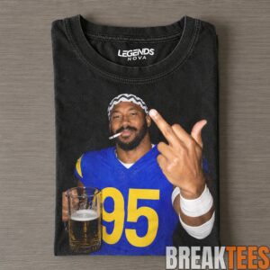 Los Angeles Rams Myles Garrett Drinking & Middle Finger Tee