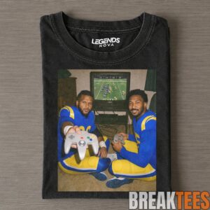 Los Angeles Rams Aaron Donald & Matthew Stafford Playing Video Games Tee