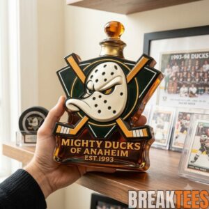 Mighty Ducks Of Anaheim Hockey Mask Glass Whiskey Decanter