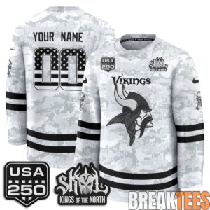 Minnesota Vikings 2026 Salute To Service Custom Hockey Jersey - Printed