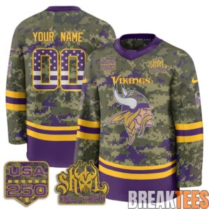 Minnesota Vikings 2026 Salute To Service Custom Hockey Jersey - Printed 3