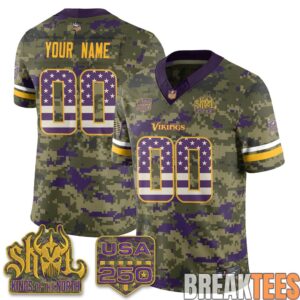 Minnesota Vikings 2026 Salute to Service Custom Football Jersey - Stitched 4