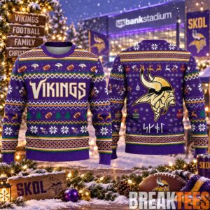 Minnesota Vikings Skol Runes 2026 Ugly Christmas Sweater