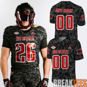 NC State Wolfpack Military Appreciation Custom Black Camo Football Jersey