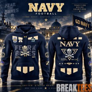 Navy Midshipmen100th Anniversary 2026 Fear The Bones Graphic Hoodie for Navy Football Fans