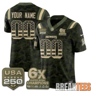 New England Patriots 2026 Salute to Service Custom Football Jersey - Stitched 1