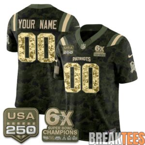 New England Patriots 2026 Salute to Service Custom Football Jersey - Stitched 3