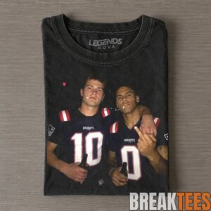 New England Patriots Drake Maye & Christian Gonzalez Drinking & Middle Finger Tee