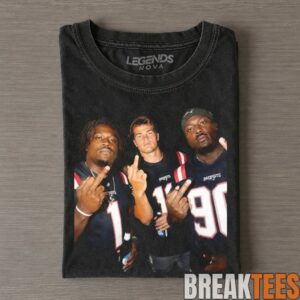 New England Patriots Stefon Diggs, Drake Maye & Christian Gonzalez Middle Finger Tee 1